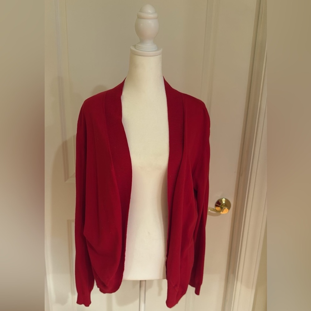 Liz Claiborne Women's Red Open Front Cardigan